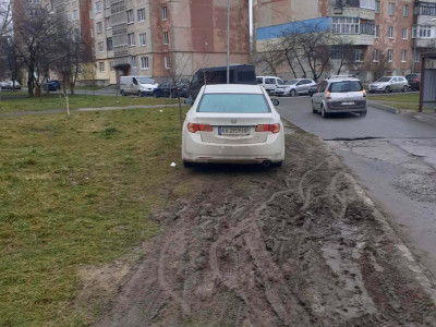 У Луцьку водій нищить газон у дворі будинку (ФОТО)