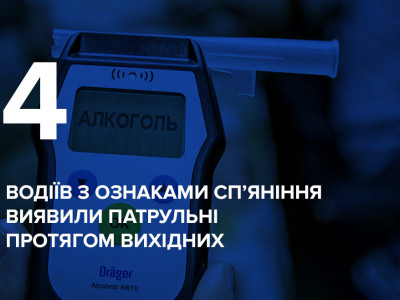 Цими вихідними патрульні Чернігівщини затримали чотирьох п’яних водіїв