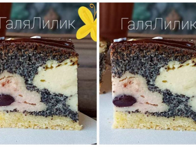 Сирник “Фантазія” з ванільною, маковою і вишневою масою