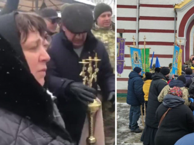 Віруючі ПЦУ відбили храм у московських попів, які не пускали до церкви труну з полеглим героєм відео