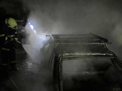 Згоріла повністю: на Ужгородщині рятувальники вночі гасили автомобіль (Фото)