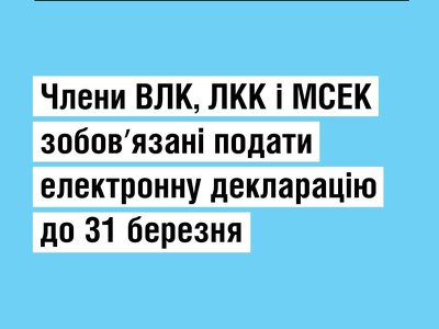 Члени ВЛК, ЛКК та МСЕК мають подати електронні декларації