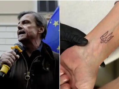 Італійський сенатор Карло Календа зробив татуювання з гербом України
