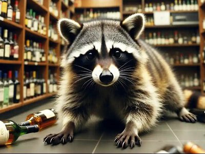 П’яний єнот в алкомаркеті США влаштував погром та заснув