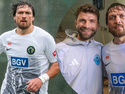 Усик зіграв у футбол проти чемпіона світу з Німеччини: відео моментів із боксером