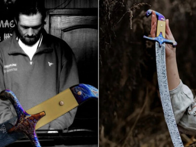 Усику подарували шаблю із шматком збитої ракети: зробив майстер з Чернігівщини