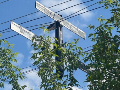 Ворожий БПЛА повис на проводах: місцеві публікують вражаючі кадри