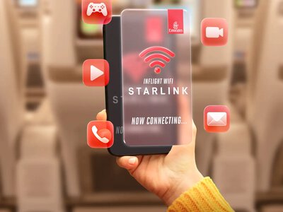 Літак Emirates A380 обладнали супутниковим інтернетом Starlink зі швидкістю понад 2 Гбіт/с