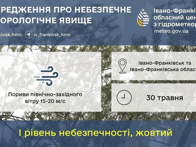 Увага, штормове попередження: на Прикарпатті очікуються сильні пориви вітру