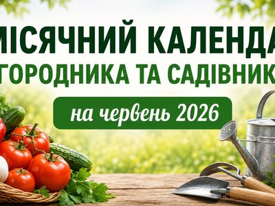 Місячний календар городника та садівника на червень 2026: вдалі дні для посіву, пересадки та поливу