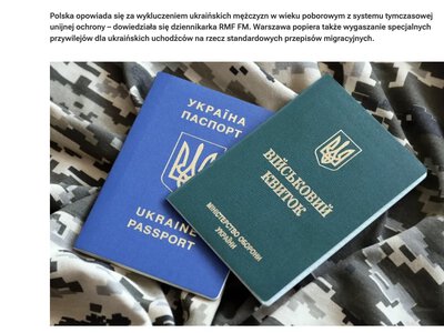 Польща за перегляд захисту ЄС для українських чоловіків призовного віку