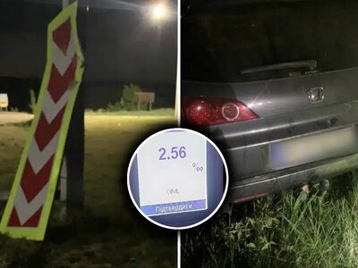 Водій із понад 2,5 проміле врізався у дорожній знак на трасі поблизу Рівного