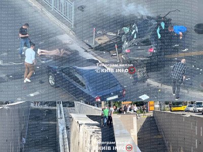 У Києві автівка влетіла в підземний перехід, вже відомо про 4 загиблих. Тіла людей лежать просто на сходах, — місцеві канали