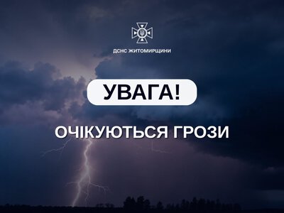 За даними Житомирського обласного центру з гідрометеорології, 8 червня очікується короткочасний дощ та місцями гроза