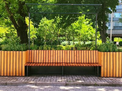 На Печерську облаштували новий парклет із гортензіями та виноградом Вічі