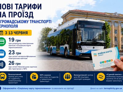  Нові тарифи затвердили на транспорт у Тернополі 