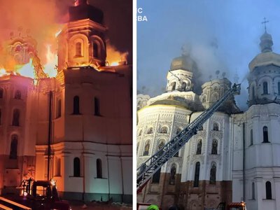 Пряме влучання в Києво-Печерську лавру: з палаючого собору встигли евакуювати стародавні ікони 