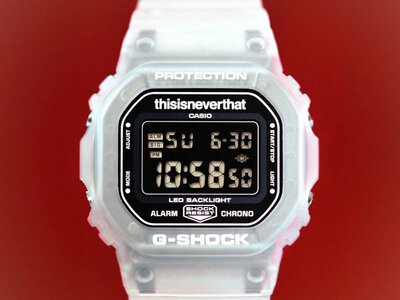Casio представила прозорий годинник G-Shock DW-5600TNT-7 у співпраці з брендом thisisneverthat