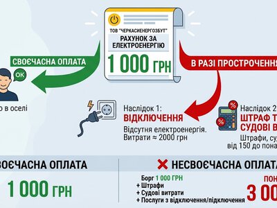 “Черкасиенергозбут” закликає погасити борги до 1 липня, інакше нарахують штрафи