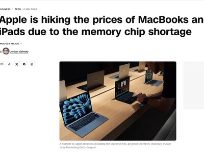 Apple підвищила ціни на MacBook, iPad і Vision Pro через подорожчання пам’яті
