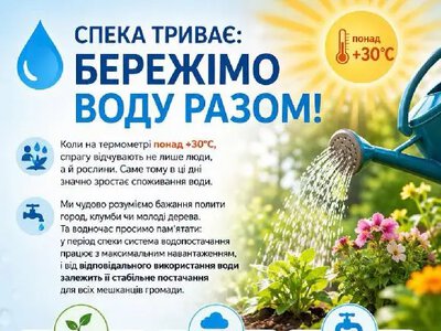 Спека та водопостачання: громаду закликають економити воду