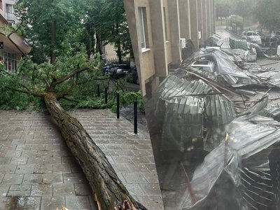 Повалила дерева та знесла частину даху: Львів після рекордної спеки накрила страшна негода