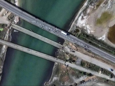  Росія майже завершила будівництво насипної переправи біля Чонгарського моста – супутникові знімки 