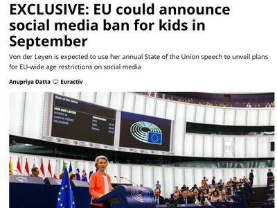 Європейська комісія готує заборону соціальних мереж для дітей — Euractiv