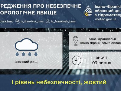 На Прикарпатті оголосили штормове попередження: очікуються сильні дощі, грози, град і підйом рівня води