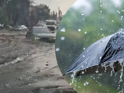 Вишгород пливе: Київщину раптово накрила негода, а злива з градом затопила вулиці