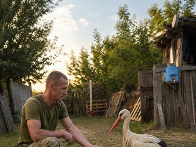 До артилеристів 50-ї бригади з Тернопільщини на фронті щодня прилітає лелека