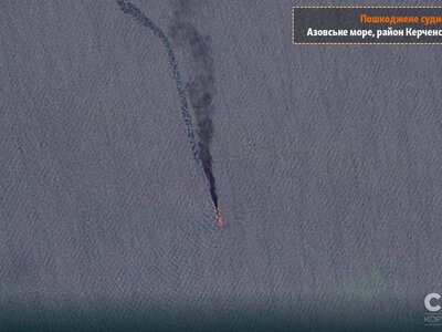 Пожежу видно з космосу. Супутникові знімки підтвердили ураження російських танкерів у Керченській протоці