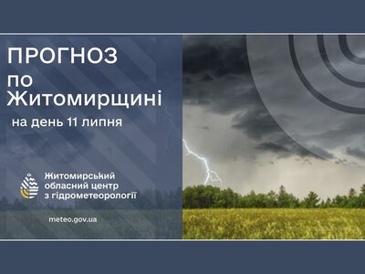 Дощі та грози накриють Житомирщину