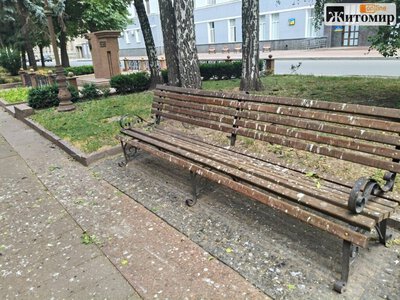 Пташиний послід вкрив лавки у центральному парку Житомира