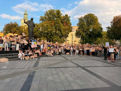 Львів'яни вдруге вийшли на акцію підтримки Михайла Федорова