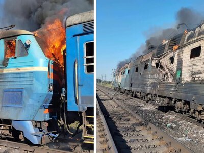 Росіяни обстріляли пасажирський поїзд на Запоріжжі: виникла пожежа, є постраждала 