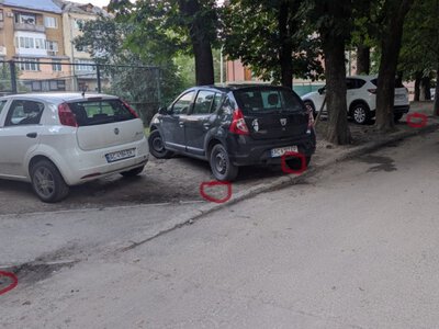 У центрі Луцька просять встановити обмежувачі через паркування автомобілів на зеленій зоні