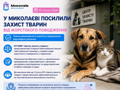 У Миколаєві посилили захист тварин від жорстокого поводження – у КП «Центр захисту тварин» тепер є білььше повноважень