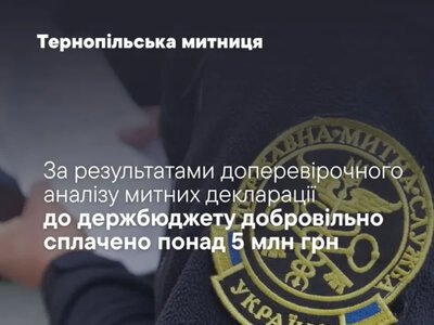 Тернопільська митниця поповнила бюджет на понад 5 млн грн після перевірки декларацій