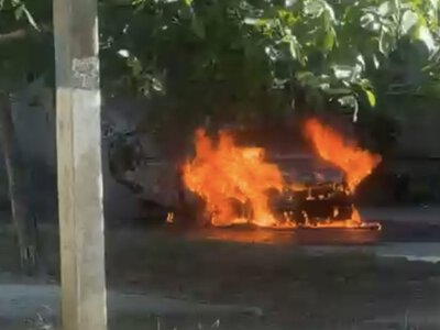 У Мукачеві в дворі багатоповерхівки загорівся автомобіль (ВІДЕО)
