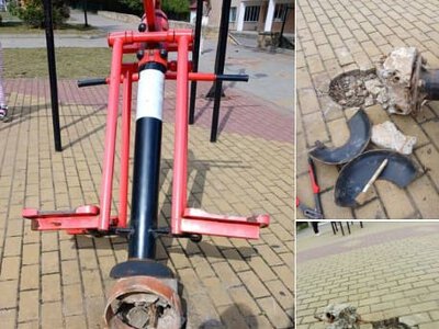 У Тернополі вандали вирвали тренажер разом з бетоном біля школи №22