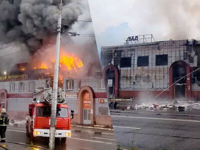 Масштабна пожежа із феєрверками: під Москвою загорівся великий ТЦ – відео