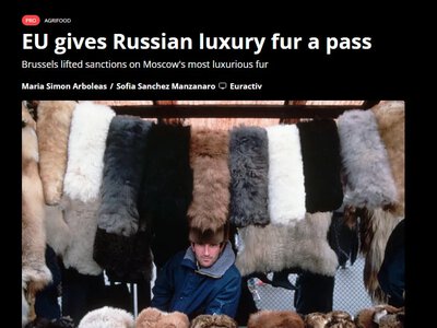 ЄС скасував заборону на імпорт російського соболиного хутра — Euractiv