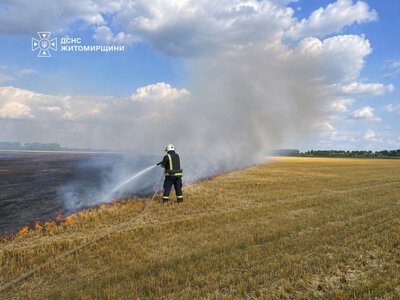 Вчора від ранку й до пізнього вечора рятувальники Житомирщини гасили суху траву в різних куточках області