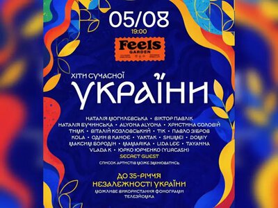 «Хіти сучасної України» у Києві: хто виступить на концерті до Дня Незалежності