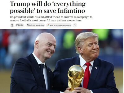 Трамп хоче, щоб Інфантіно залишився президентом ФІФА – The Telegraph