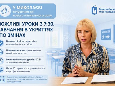 У Миколаєві готуються до нового навчального року: можливі уроки з 7:30, навчання в укриттях і по змінах