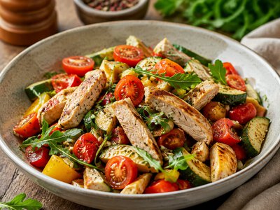 Теплий салат з куркою і овочами: простий рецепт для швидкої вечері
