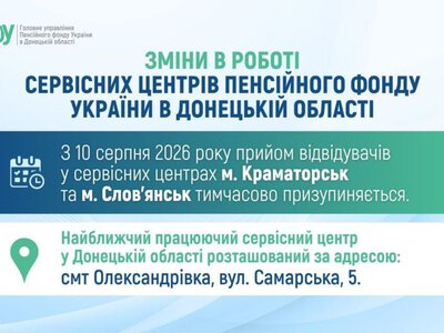  Пенсійний фонд у Краматорську тимчасово припиняє прийом відвідувачів за адресою на вулиці Південній 