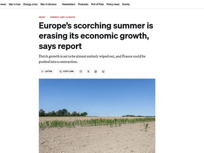 Рекордно спекотне літо коштуватиме економіці ЄС 180 млрд євро – Politico